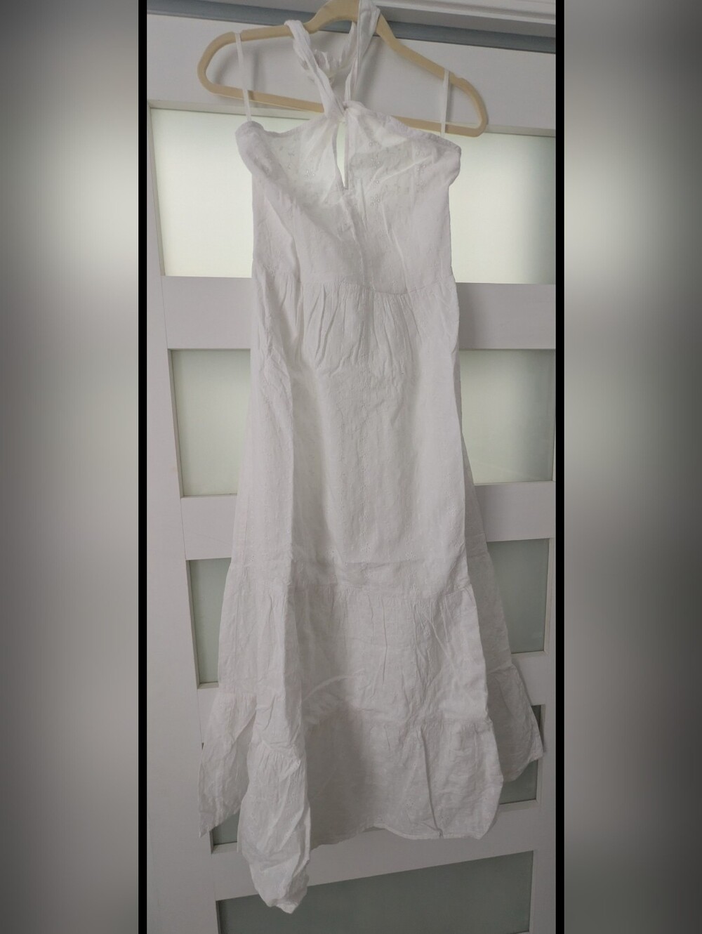 Jessica Simpson White Halter Floral-Embroidered Maxi Dress